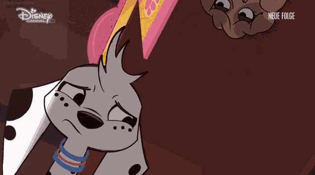 a cartoon of a dalmatian with a disney channel logo on the bottom