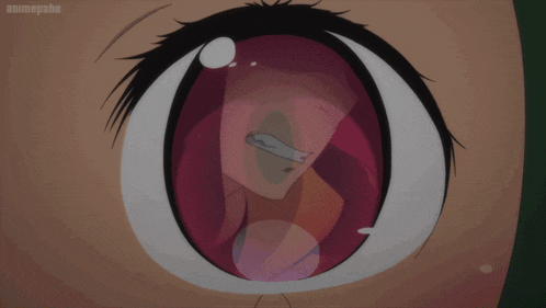 a close up of a person 's eye with the word animepahe on the bottom left