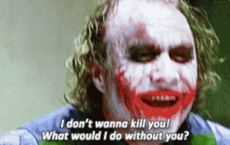 a close up of a joker with blood on his face saying i do n't wanna kill you