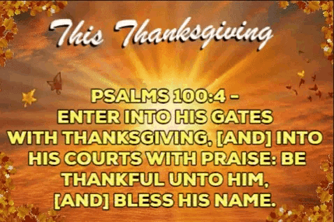 a thanksgiving greeting card with a psalm on it