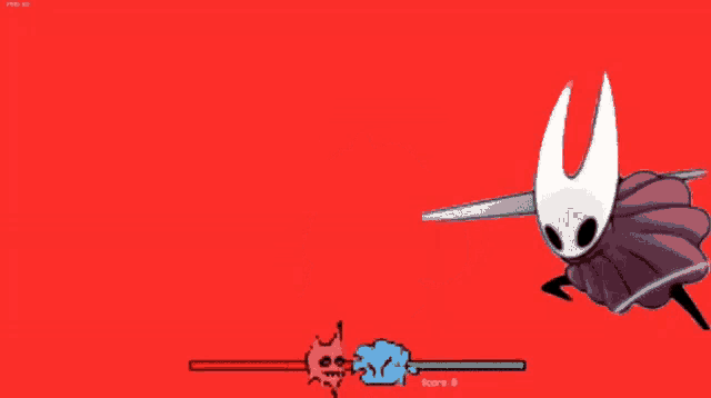 a video game screen shows a knight fighting a monster with a score of 8