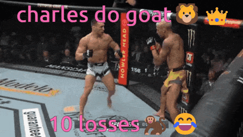 a boxing match between charles do goat and a monkey