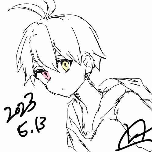 a black and white drawing of a girl with the year 2013 written on it