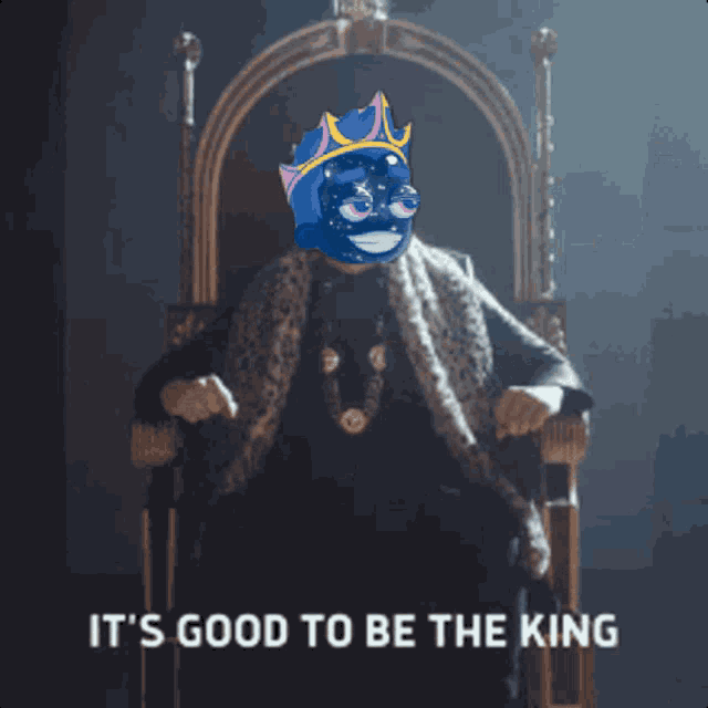 a man sitting on a throne with the words it 's good to be the king