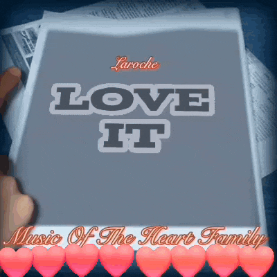 a person is holding a piece of paper that says love it music of the heart family