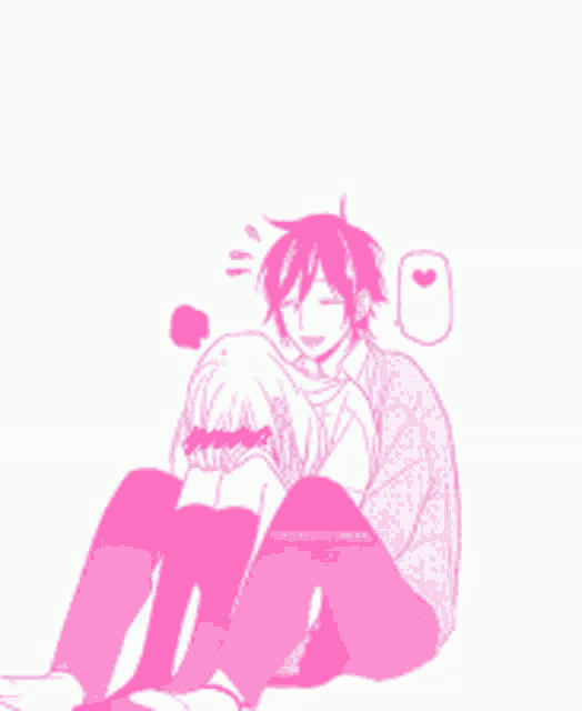 a boy and a girl are hugging each other in a pink drawing