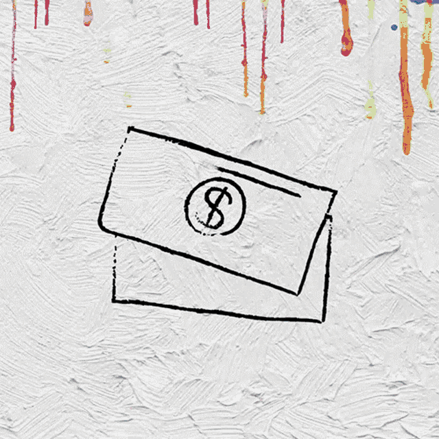 a drawing of a stack of money that says quina