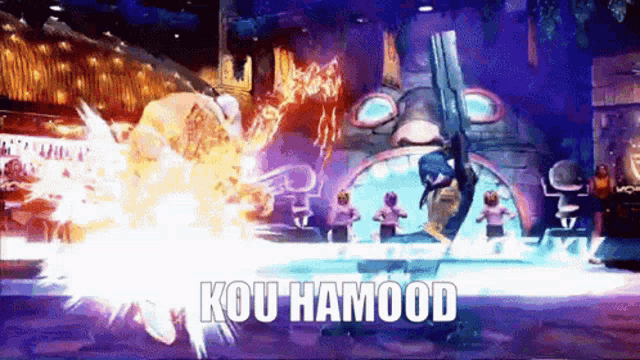 a video game scene with the name kou hamood on the bottom