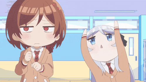 a cartoon of a girl making a face and another girl making a face