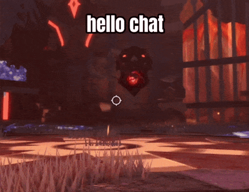 a screenshot of a video game with the words hello chat on it