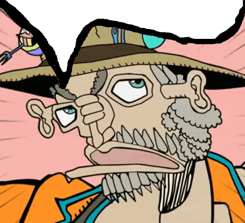 a cartoon drawing of a man wearing a hat