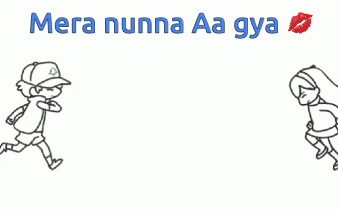 a drawing of a boy and a girl with the words mera nunna aa gya on the bottom