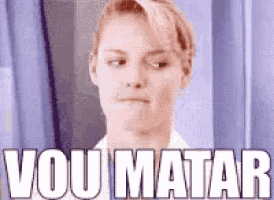 a close up of a woman 's face with the words vou matar on the bottom .