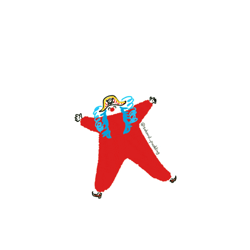 a drawing of a clown with a blue ribbon around his neck and the hashtag @clownwithablog on the bottom right