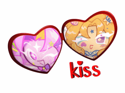 two heart shaped mirrors with the word kiss on the bottom right