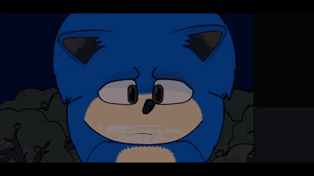 a cartoon of sonic the hedgehog with green eyes