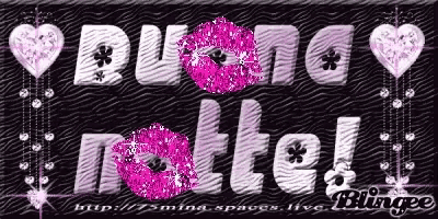 the word buona notte is written in pink letters