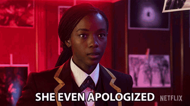a woman in a suit says she even apologized netflix