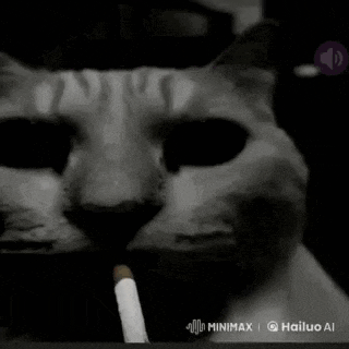 a black and white photo of a cat smoking a cigarette