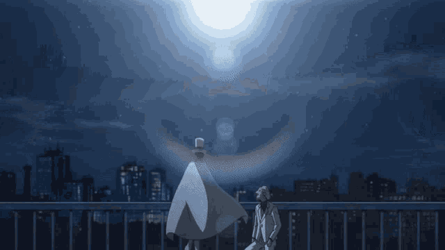 a man in a white cape is standing next to another man in a white cape