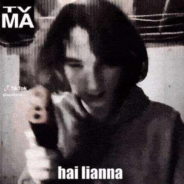 a black and white photo of a man with hai lianna written on it