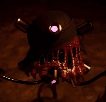 a close up of a skull with purple eyes