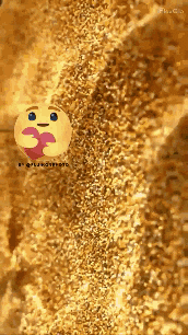 a smiley face with a heart on it is on a golden background