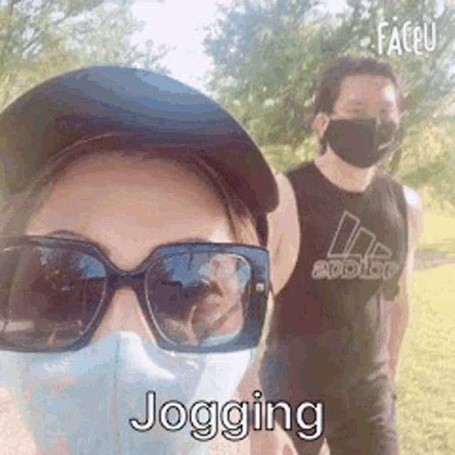 Jogging Couple GIF - Jogging Couple Face Mask GIFs
