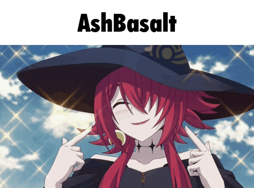 a picture of a girl with red hair and the words ashbasalt on the top