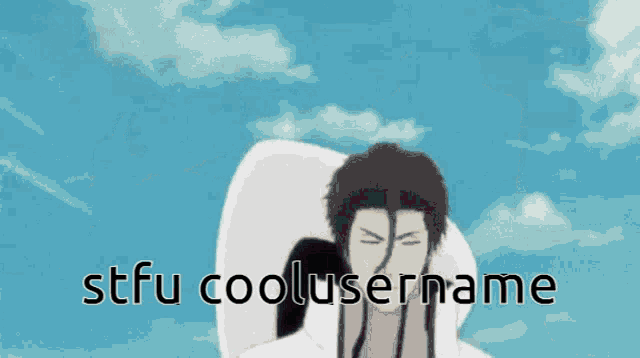 a cartoon of a man with the words stfu coolusername written on it
