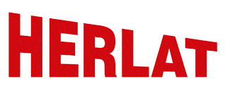 the word herlat is written in red letters on a white background