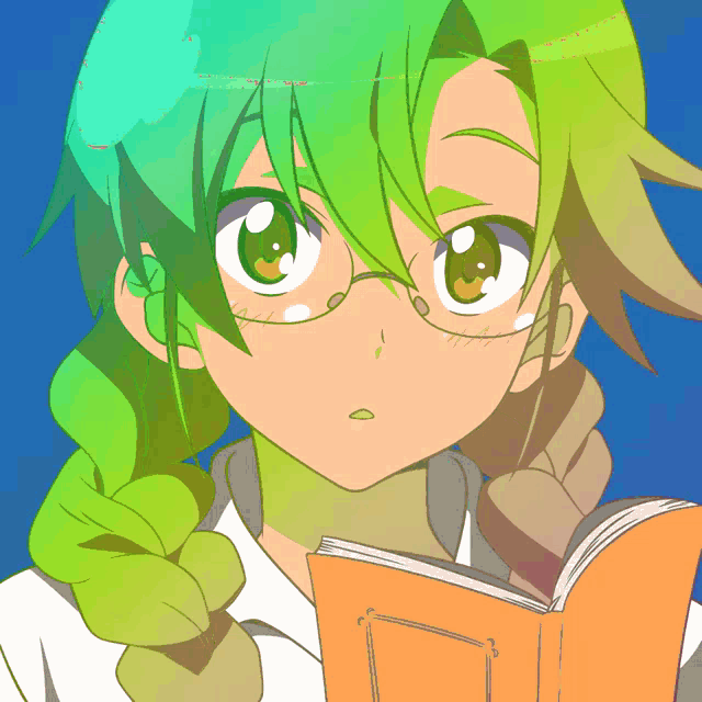 a girl with braided hair is reading a book