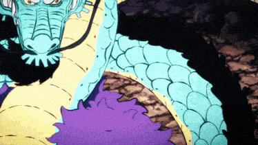 a cartoon drawing of a dragon with a beard