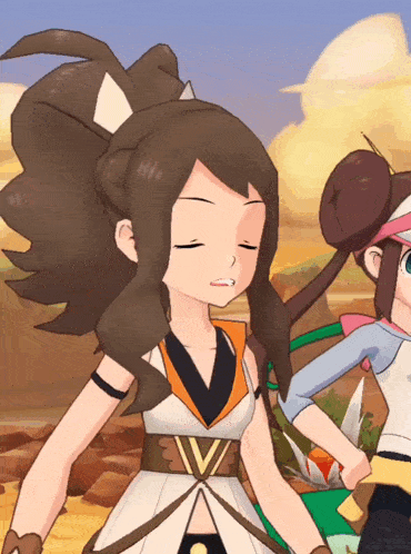 a close up of a cartoon character with a v on her belt