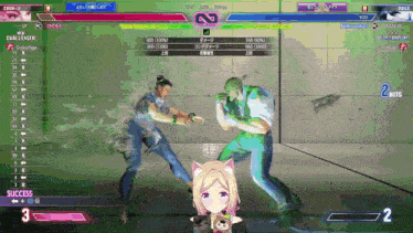 a video game screen shows a girl with a cat ear and the number 2