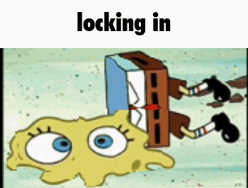 a cartoon of spongebob laying on the ground with a brick in his mouth .