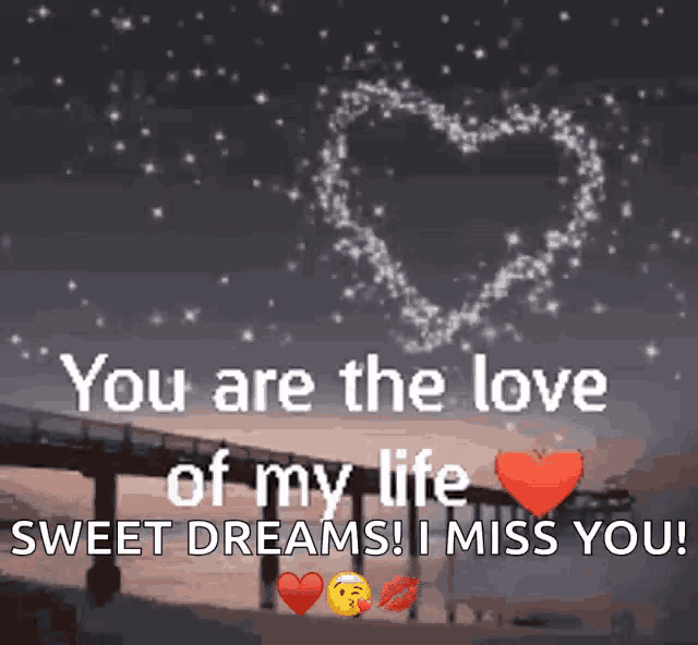 you are the love of my life sweet dreams ! i miss you
