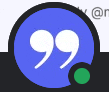 a blue circle with white quotation marks inside of it and a green circle .