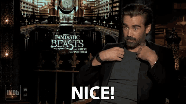 colin farrell is shown in a fantastic beasts ad