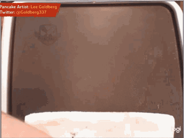 a screen shot of a pancake artist lee goldberg twitter @goldberg337