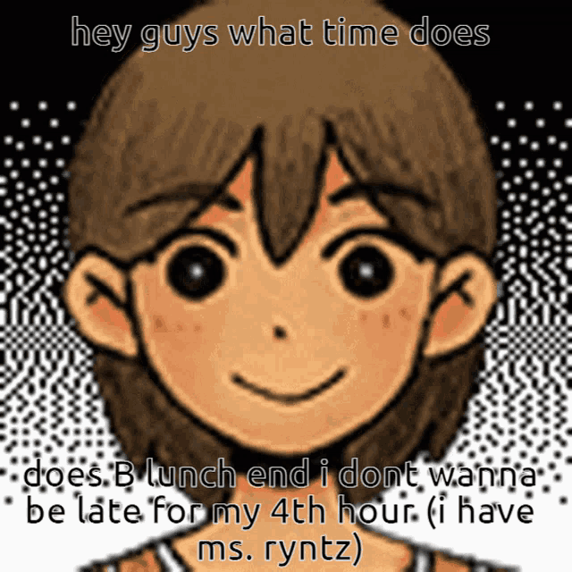 a cartoon of a boy with the words hey guys what time does