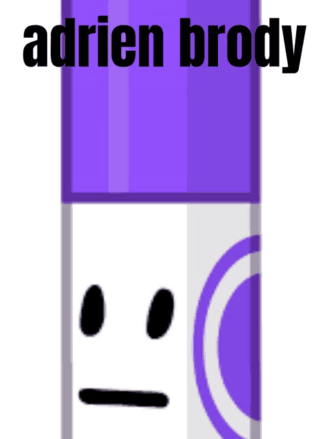 adrien brody is written on a purple object with a face