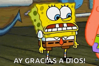 spongebob squarepants is standing next to patrick star on a wooden floor .
