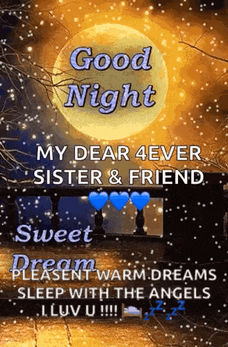 good night my dear 4 ever sister & friend , sweet dream pleasant warm dreams sleep with the angels i love u !!!