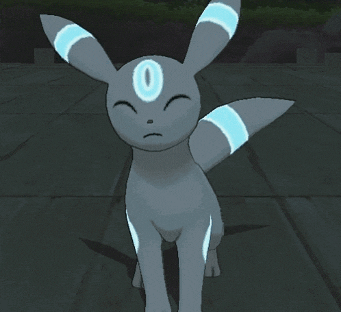 a gray rabbit with a blue stripe on its ears