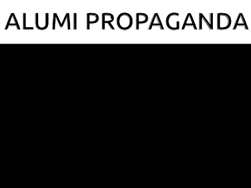 a billboard with a picture of a woman and the words " alumni propaganda " at the top