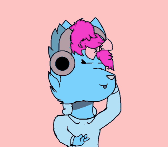 a drawing of a furry character wearing headphones