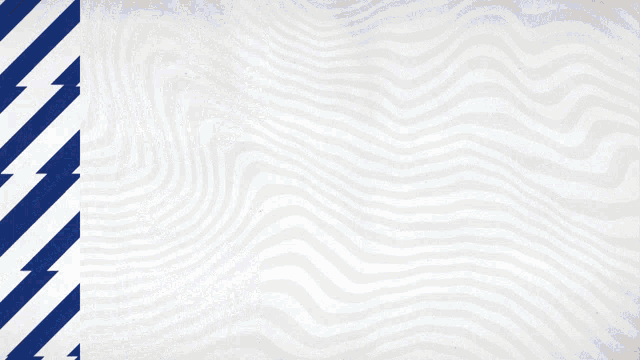 a blue and white striped background with a lightning bolt on it