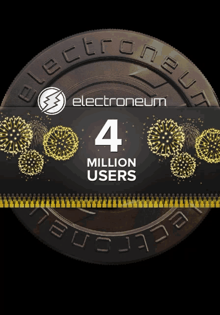 a coin that says electroneum with 4 million users on it