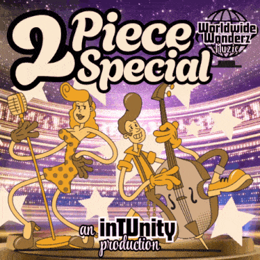 a poster for piece special shows a man and a woman singing and playing instruments